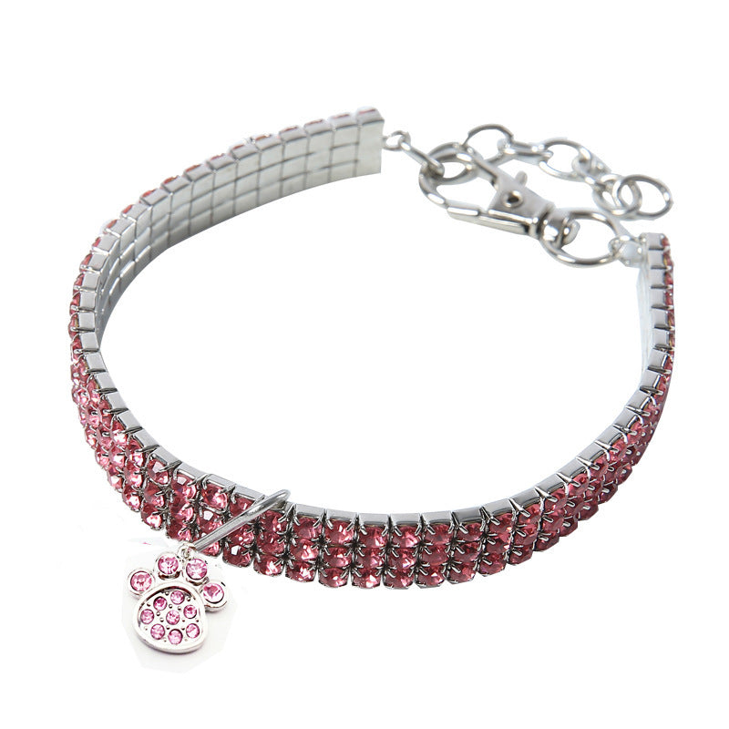 Collar de cristal de mascota estirado al por mayor Rhinestone